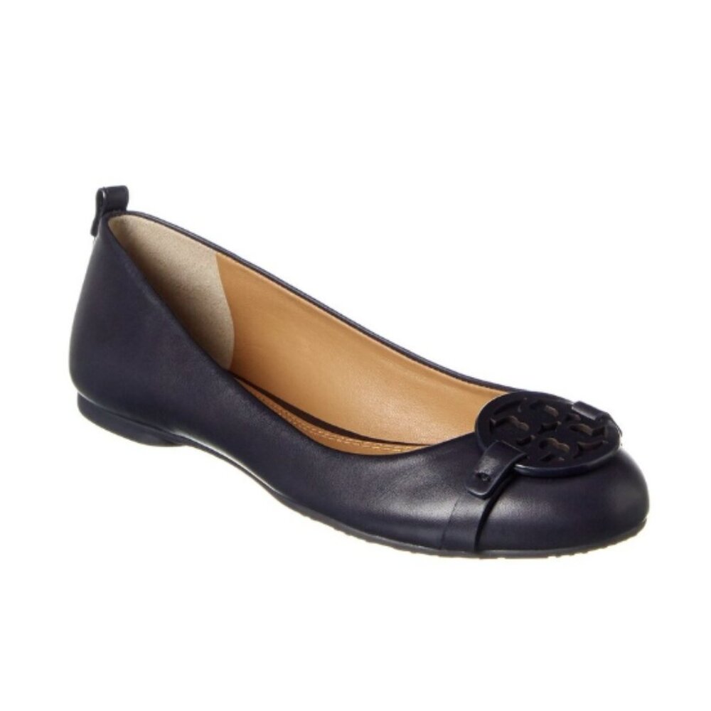 Amazing Condition - Tory Burch Black Leather Gabriel  Ballet Flats - Sz 9